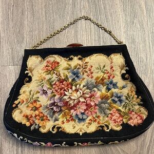 Vintage Jolles made in Austria needlepoint Floral Embroidered Women's Bag